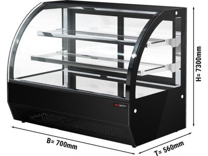 Witryna chłodnicza stołowa - 105 litrów - 700 mm - z 2 szklanymi półkami - okrągła - czarna