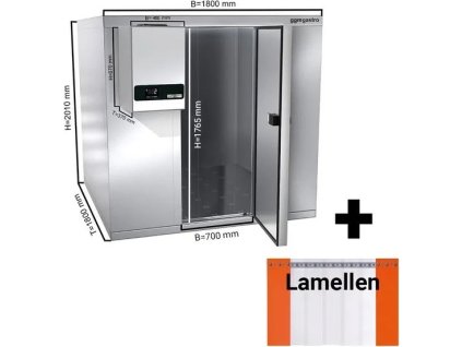 Komora mroźnicza ze stali nierdzewnej - 1800x1800mm - 4,30m³ - włącznie z zamrażarką i listwami