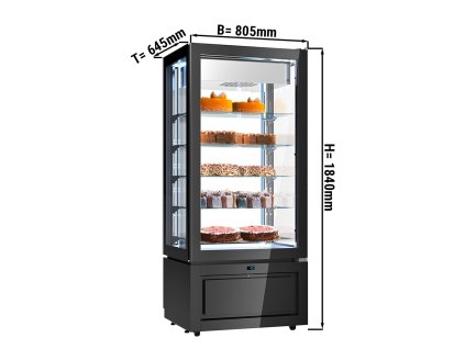 Witryna mroźnicza Panorama - 457 litrów - 800 mm - 5 półek - czarna