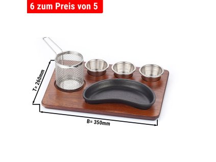 (6 sztuk) Zestaw do serwowania Fajita - żeliwna patelnia w kształcie nerki