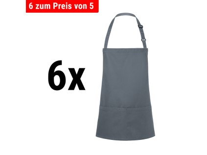 (6 sztuk) KARLOWSKY | Fartuch na szelkach krótki Basic - antracytowy
