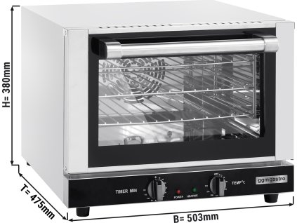 Piec konwekcyjny KOMPAKT - 21 litrów - Manualny - włącznie z 3 rusztami 349 x 282 mm