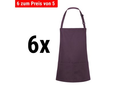 (6 szt) KARLOWSKY | Krótki fartuch na szelkach  Basic - kolor Oberżyna