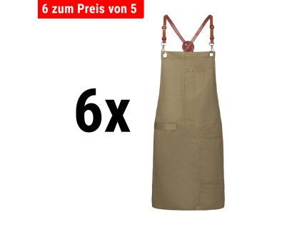 (6 szt.) KARLOWSKY | Fartuch na szelkach Urban X-Style - Khaki