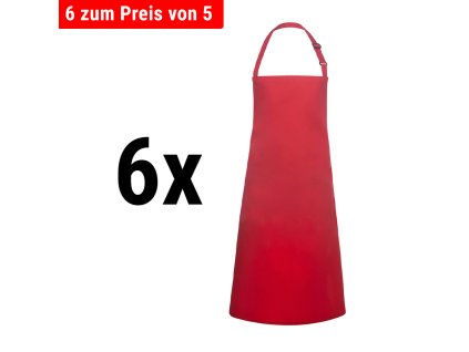 (6 szt) KARLOWSKY | Fartuch na szelkach  Basic - Czerwony
