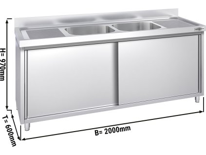 Szafka pod zlewozmywak PREMIUM - 2000x600mm - z 2 zlewami   w środku