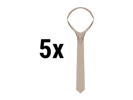 (5 sztuk) KARLOWSKY | Krawat - 148 x 6,5 cm - piaskowy