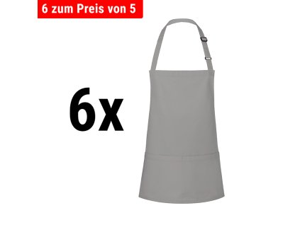 (6 sztuk) KARLOWSKY | Fartuch na szelkach krótki Basic - bazaltowy szary