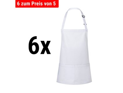 (6 szt) KARLOWSKY | Krótki fartuch na szelkach Basic - Biały