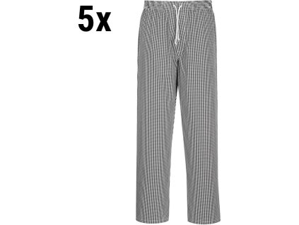 (5 szt) Spodnie szefa kuchni Bromley - Czarna kratka - Rozmiar: 3XL