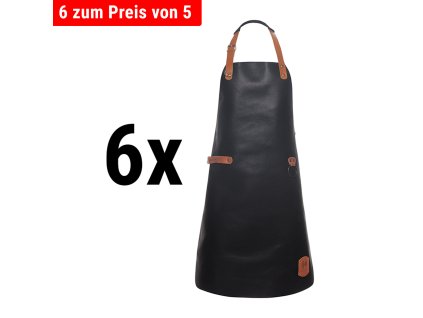 (6 sztuk) KARLOWSKY |  Skórzany fartuch na szelkach - czarny