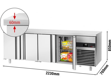 Stół mroźniczy PREMIUM - 2300x700 mm - z 4 drzwiami