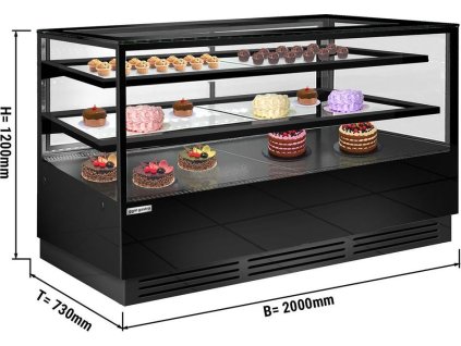 Witryna na ciasto - 2000 mm - z oświetleniem LED & 2 półkami