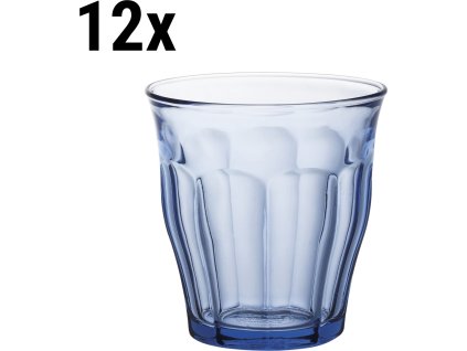 (12 sztuk) Duralex Uniwersalna szklanka do napojów - PICARDIE - 250 ml - Niebiesko- Przezroczysty