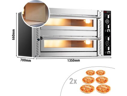 Elektryczny piec do pizzy - (pełny szamot) - 6+6x 30cm - Manualny
