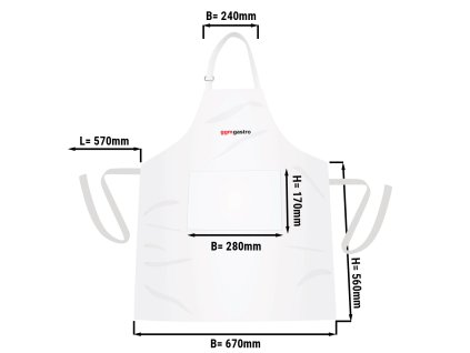 (5 sztuk) Fartuch bistro - biały - z logo GGM Gastro - szer. X wys .: 67 x 84 cm