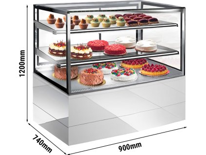 Witryna na ciasto - 900 mm - z oświetleniem LED - z 2 półkami