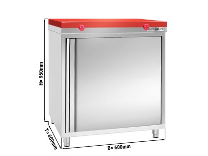 Szafka robocza ze stali nierdzewnej PREMIUM - 600x600 mm - z drzwiami na zawiasach bez panelu tylnego włącznie z płytą do cięcia