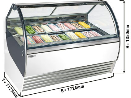 Lada na lody NOLAN - 1730 mm - konwekcyjna - na 18 pojemników 5 L - Biała