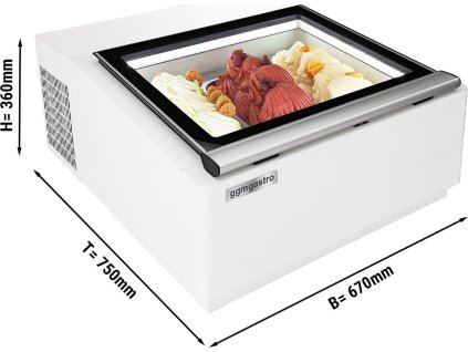 Witryna stołowa na lody - 670 mm - Statyczna - na 3 pojemniki 5 L - Pokrywa otwierana na stronę serwisową