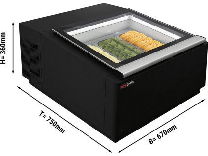 Witryna stołowa na lody - 670 mm - Statyczna - na 3 pojemniki 5 L - Pokrywa otwierana na stronę serwisową