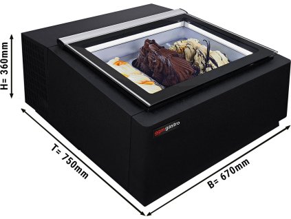 Stołowa witryna na lody - 670 mm - Statyczna - na 3 pojemniki 5 L - Pokrywa otwierana na stronę klienta