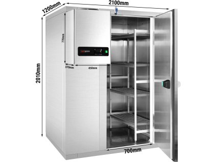 Komora chłodnicza ze stali nierdzewnej - 2100x1200 mm - 3,7 m³ - włącznie z agregatem chłodniczym
