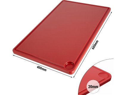 Deska do krojenia z rowkiem na sok - 400x600mm - Grubość 20mm - Czerwona
