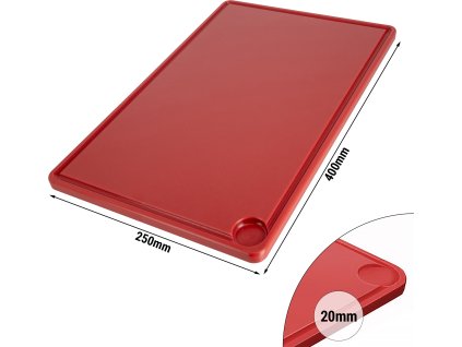 Deska do krojenia z rowkiem na sok - 250x400mm - Grubość 20mm - Czerwona