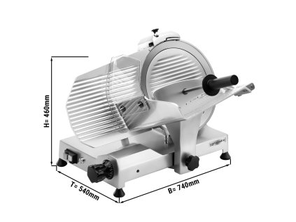 Profesjonalna elektryczna krajalnica do wędlin - wózek grawitacyjny, ostrze Ø 300 mm - 210 W - obudowa z anodowanego aluminium