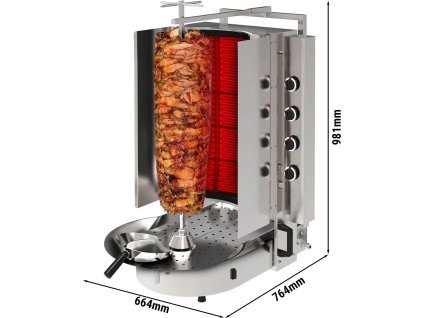 Grill gazowy do gyrosa /kebaba - ze szkłem ROBAX® - 8 palników - maks. 75 kg