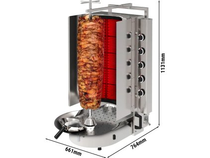 Grill gazowy do gyrosa/kebaba - ze szkłem ROBAX® - 10 palników - maks. 90 kg