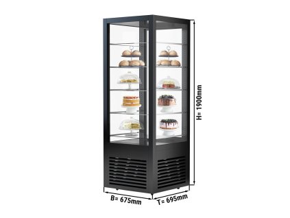 Witryna panoramiczna - 440 litrów - 670 mm - 5 półek - Czarny