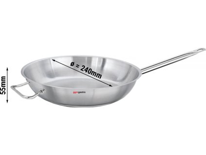 Patelnia do smażenia ze stali nierdzewnej - Ø 240 mm - wysokość 55 mm | Patelnia nieprzywierająca | Patelnia