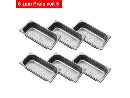 6x Pojemnik GN 1/3 - perforowany – Głębokość 65 mm
