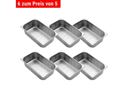 6x Pojemnik GN 1/1 - perforowany – Głębokość 150 mm