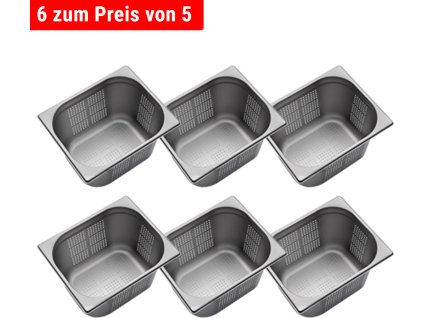 6x Pojemnik GN 1/2 - perforowany – Głębokość 200 mm