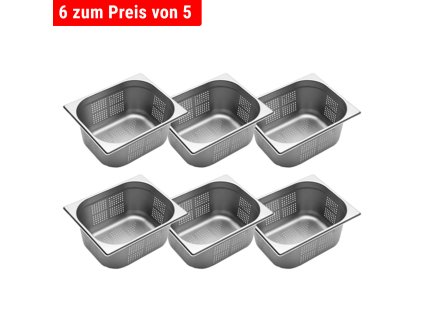 6x Pojemnik GN 1/2 - perforowany – Głębokość 150 mm