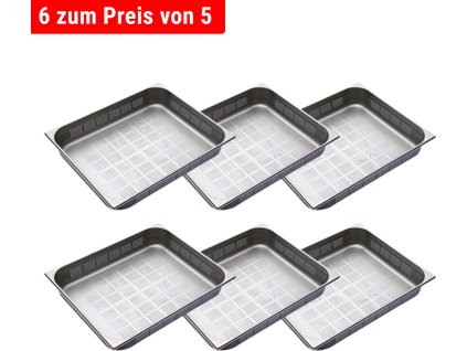 6x Pojemnik GN 2/1 - perforowany – Głębokość 100 mm
