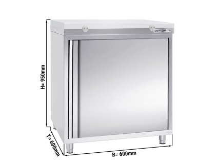 Szafka robocza ze stali nierdzewnej PREMIUM - 600x600 mm - z drzwiami na zawiasach bez panelu tylnego włącznie z płytą do cięcia