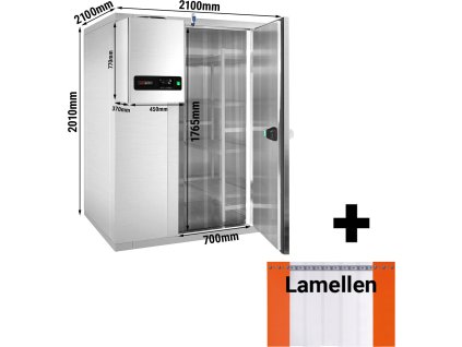 Komora mroźnicza ze stali nierdzewnej - 2100x2100mm - 6,12m³ - włącznie z zamrażarką i listwami