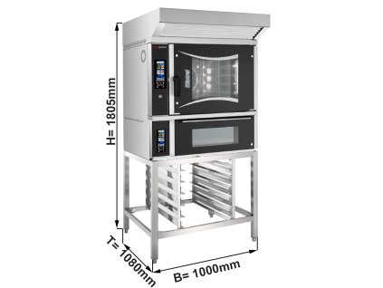 Piec konwekcyjno-parowy piekarniczy - Touch - 6x EN 60x40 - włącznie z piecem do pizzy, okapem i podstawą