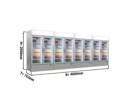 (4 sztuki) Chłodziarka do napojów - 4800 litrów - bezramkowa konstrukcja - 8 szklanych drzwi & wyświetlacz reklamowy