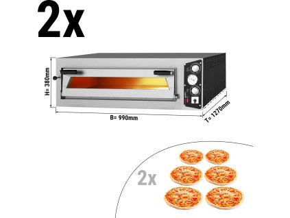 (2 szt.) Elektryczny piec do pizzy - 6+6x 35cm (głęboki) - Manualny