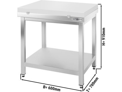 Stół roboczy ze stali nierdzewnej PREMIUM - 600x700 mm - z półką dolną bez panelu tylnego, włącznie z płytą do cięcia