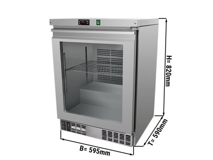 Zamrażarka podblatowa ze stali nierdzewnej  PREMIUM - 110 litrów - z 1 szklanymi drzwiami