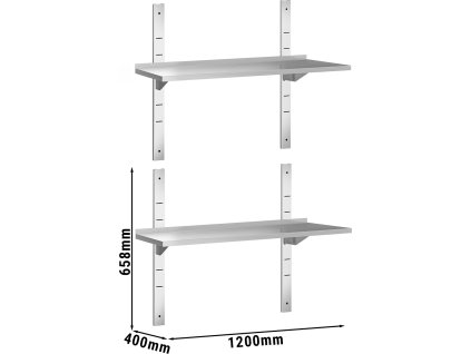 Półki ścienne PREMIUM - 1200x400mm - z 2 piętrami