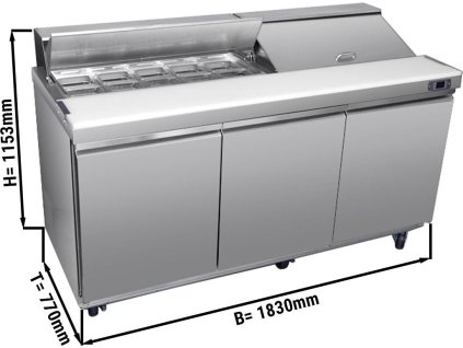 Stół Sałatkowy Styl Amerykański PREMIUM - 1830 mm - 623 litry - 3 drzwi - włącznie z 18 pojemnikami GN 1/6