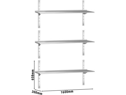 Półki ścienne PREMIUM - 1600x300mm - z 3 piętrami