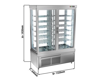 Witryna mroźnicza panoramiczna - 935 litrów - 1320 mm - 12 półek - srebrna